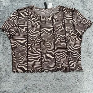 Divided Black and White Swirl Crop Top